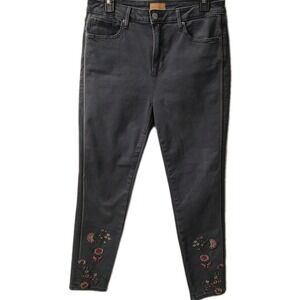 Driftwood Jackie High Rise Skinny‎ Jean Women 30x26 Gray Embroider Floral